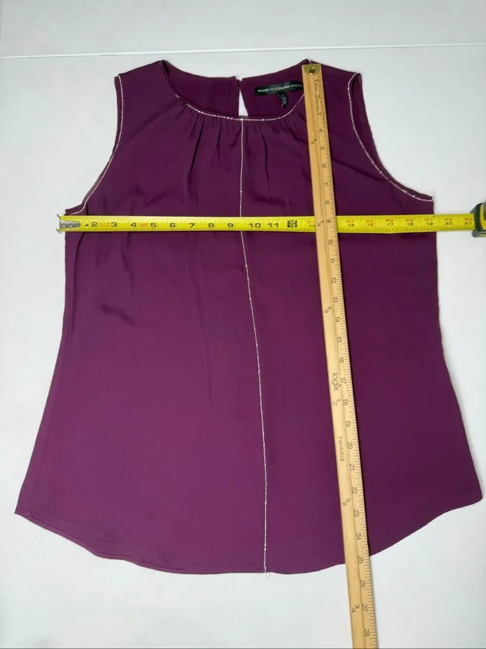 White House Black Market Plum Sleeveless Gathered Neck Top Size 10